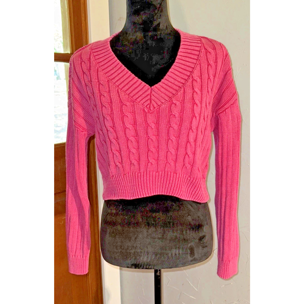 Madden‎ NYC Cropped Hot Pink Sweater Size Small Barbiecore Barbie Pink